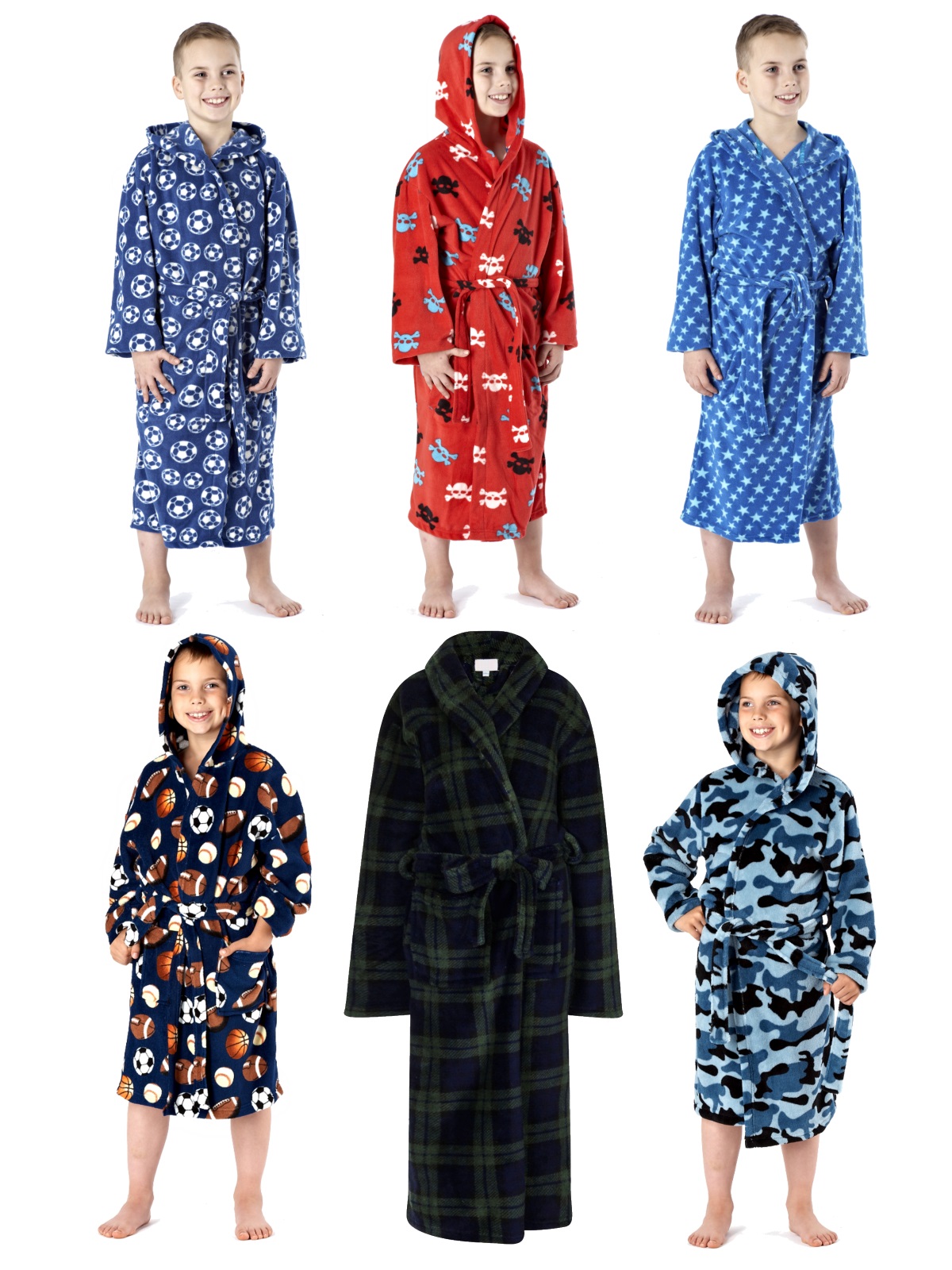 Kids Boys Fleece Bath Robe Dressing Gown Housecoat Childrens Xmas Gift